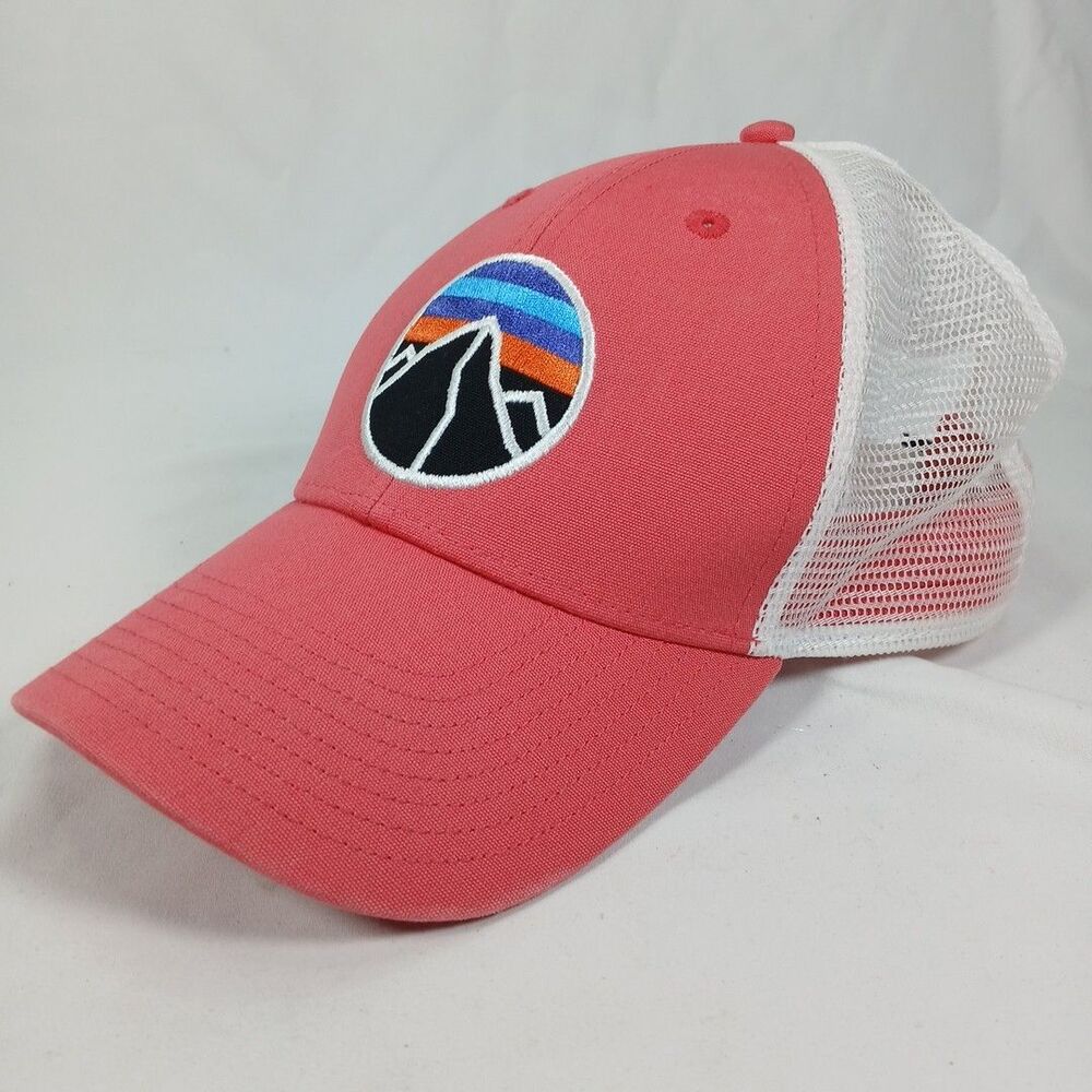 Patagonia Mountain Patch Trucker Hat Coral White Mesh Snapback Cap